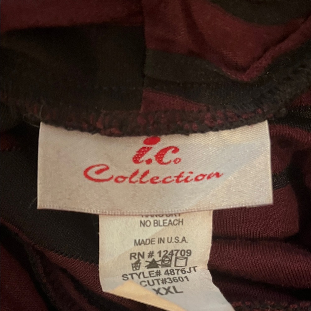 I C Collection Sleeveless Burgundy and Black Tank Top with Cowl Neck - XXL - Picture 8 of 10
